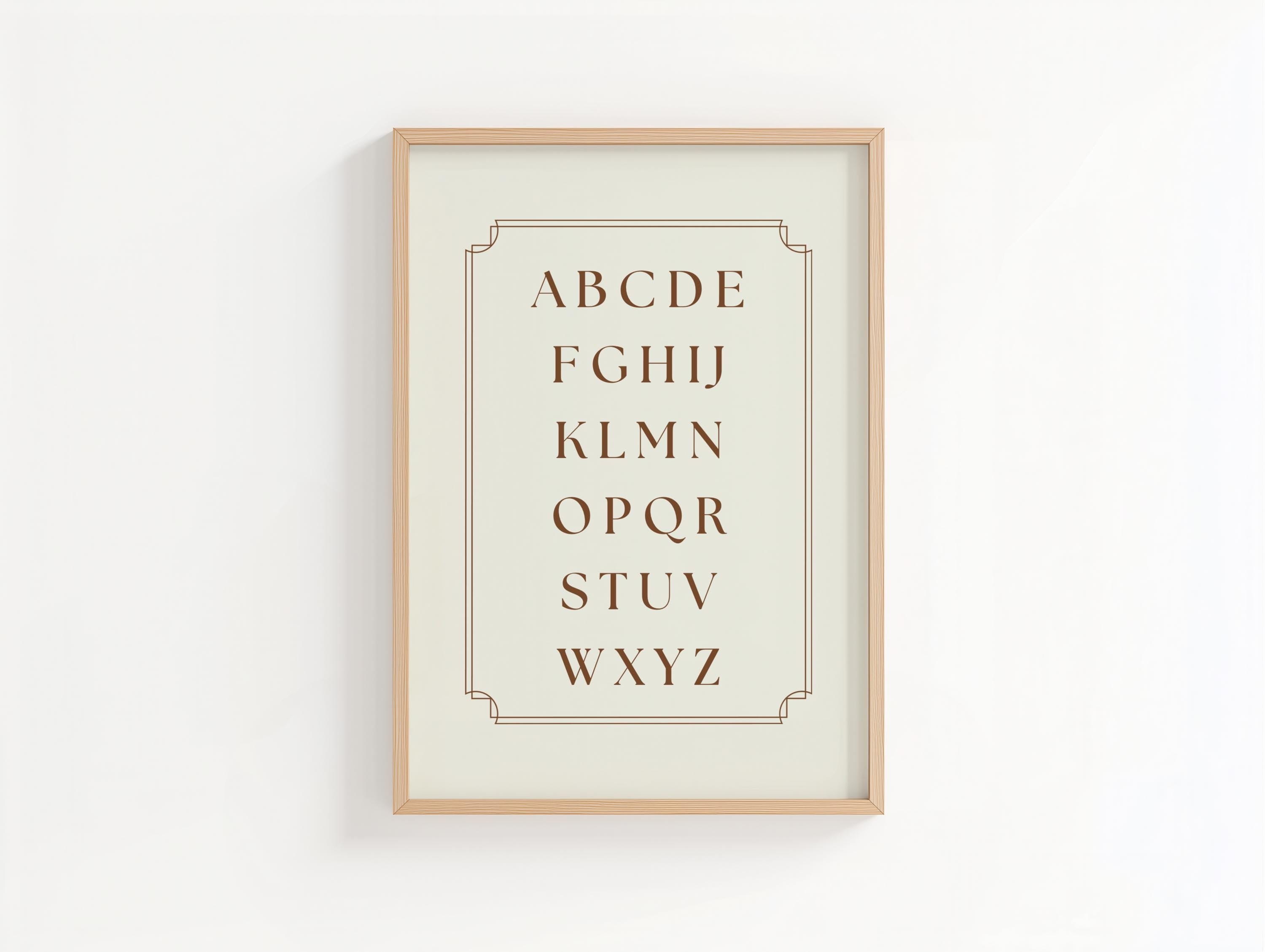 Vintage Alphabet Print Nursery Neutral Wall Art, ABC’s decor for playroom bedroom, digital download