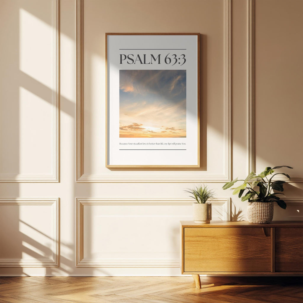 Yellow Christian Wall Art, Psalm Bible Verse Quote Poster Print, Digital Download