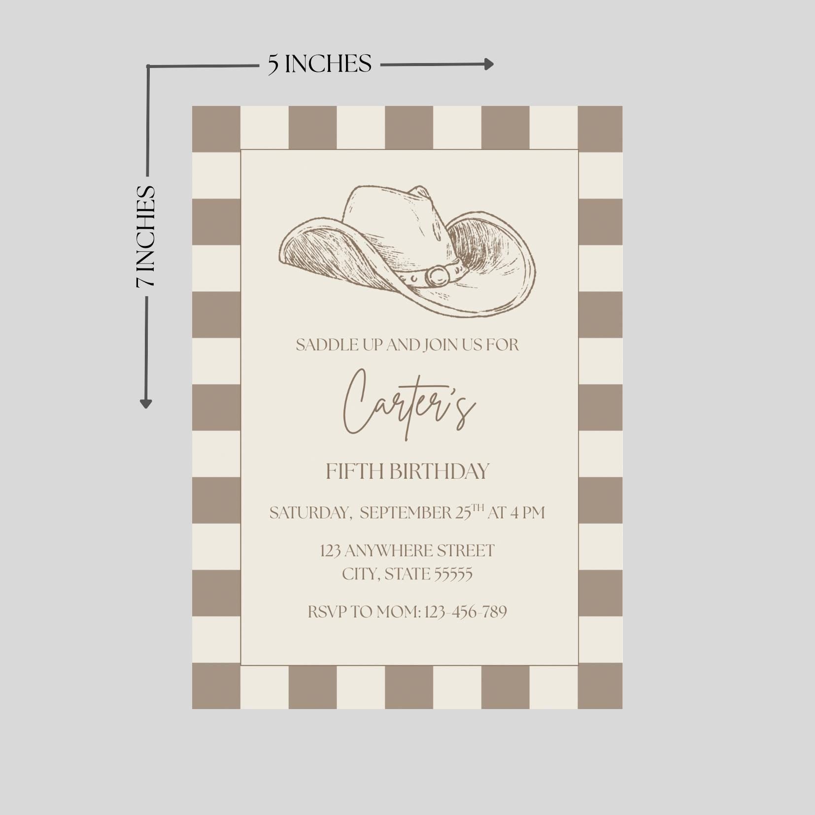 Cowboy Birthday Invitation: Western Rodeo Party, Editable Template (Digital Download)