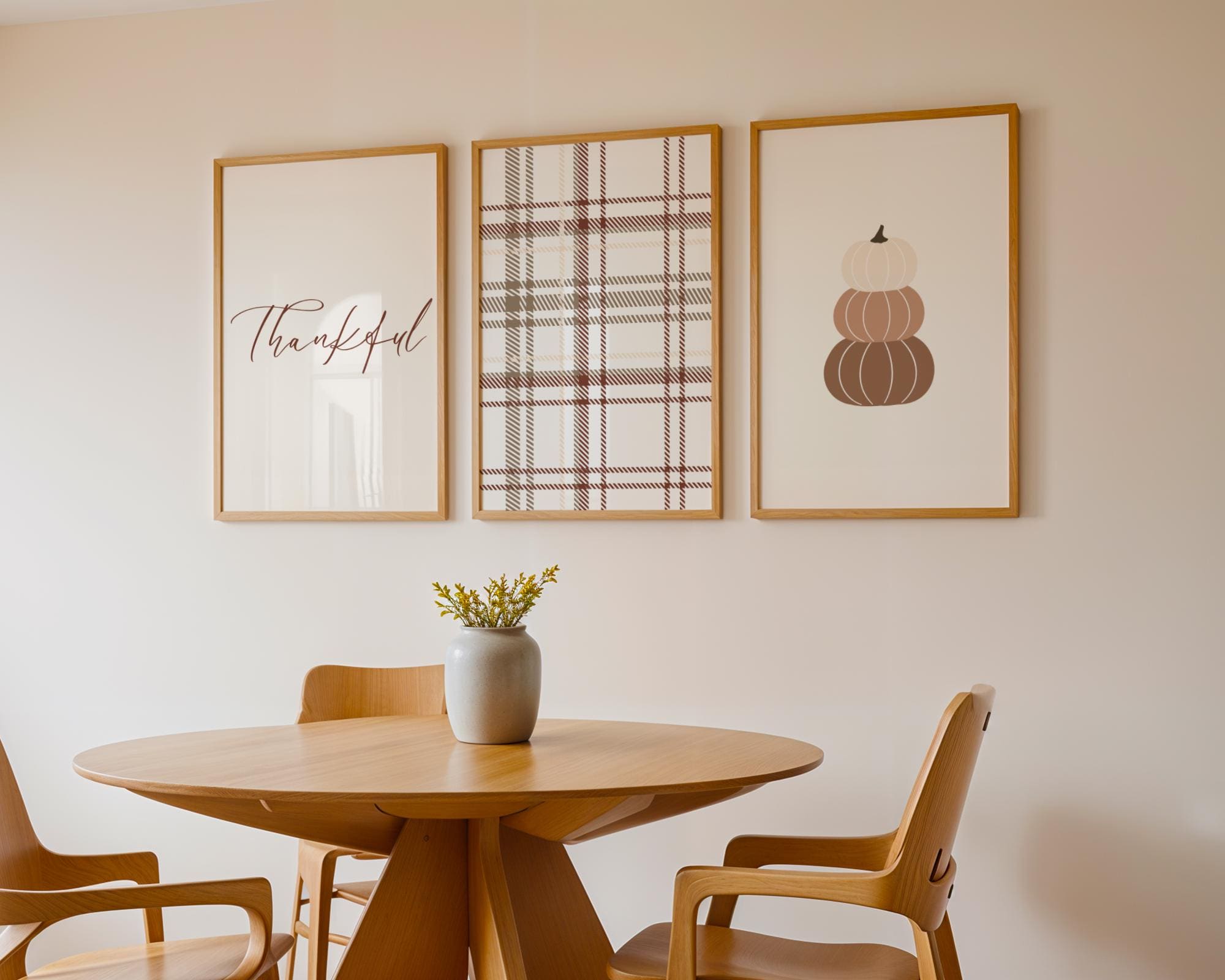 Printable Fall Wall Art Set of 5, Brown Thanksgiving Wall Decor Poster Prints, (Digital Download)
