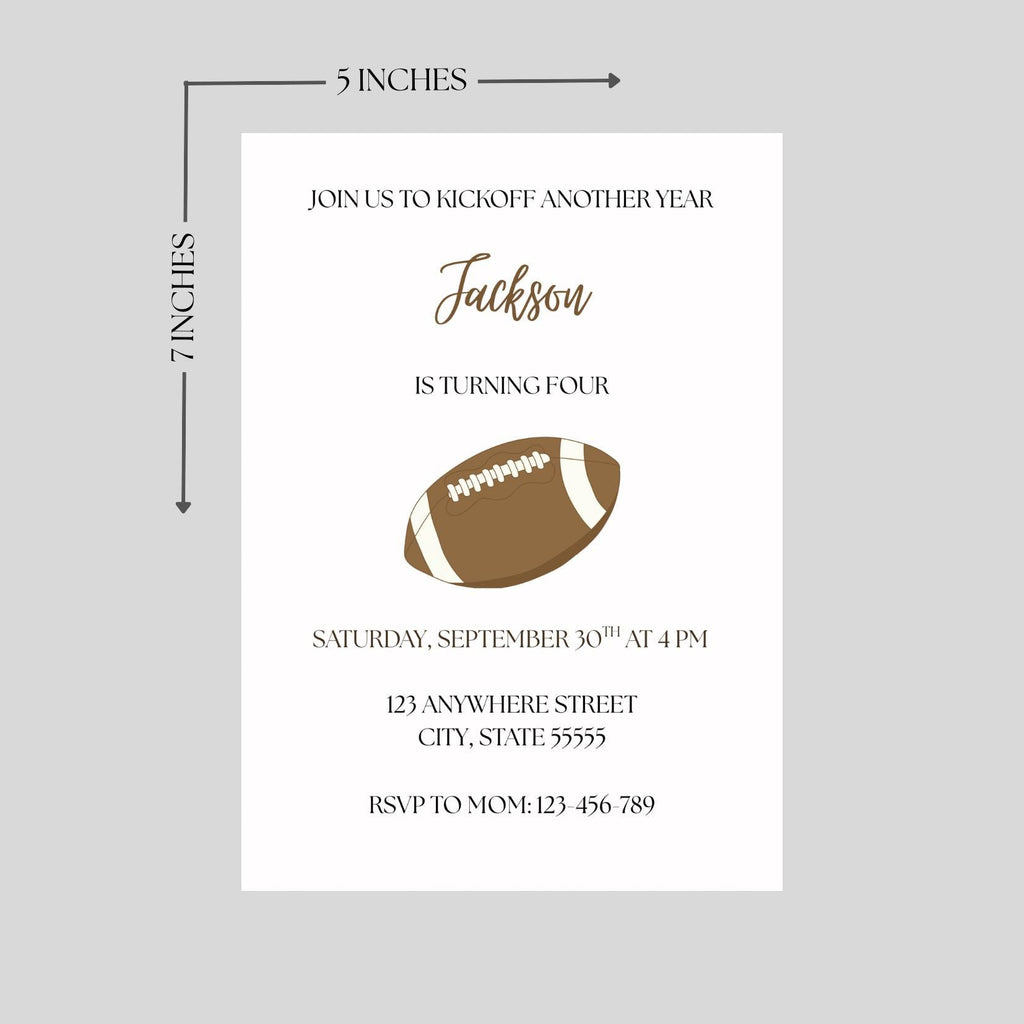 Football Birthday Invitation, Boys Kickoff Themed Party Invite, Editable Template