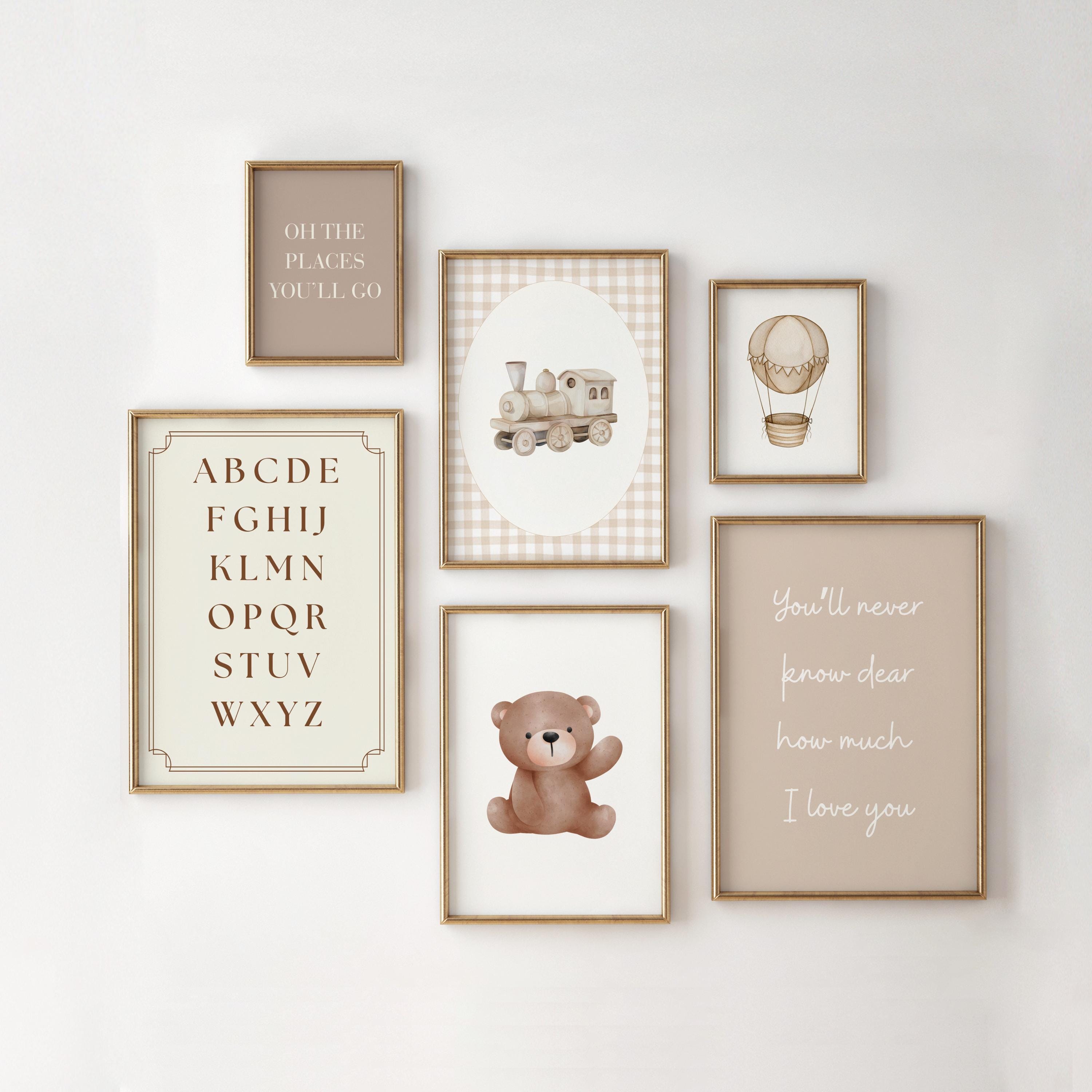 Vintage Printable Gallery Nursery Neutral, Kids Bedroom Boy Wall Art Prints Set, Digital Download