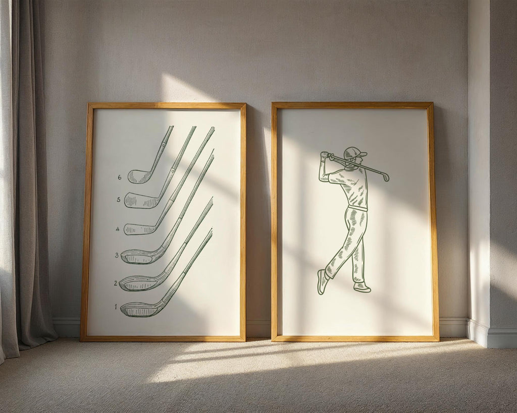 Golf Themed Nursery Prints: Green Wall Art Gallery Collage, Digital Download