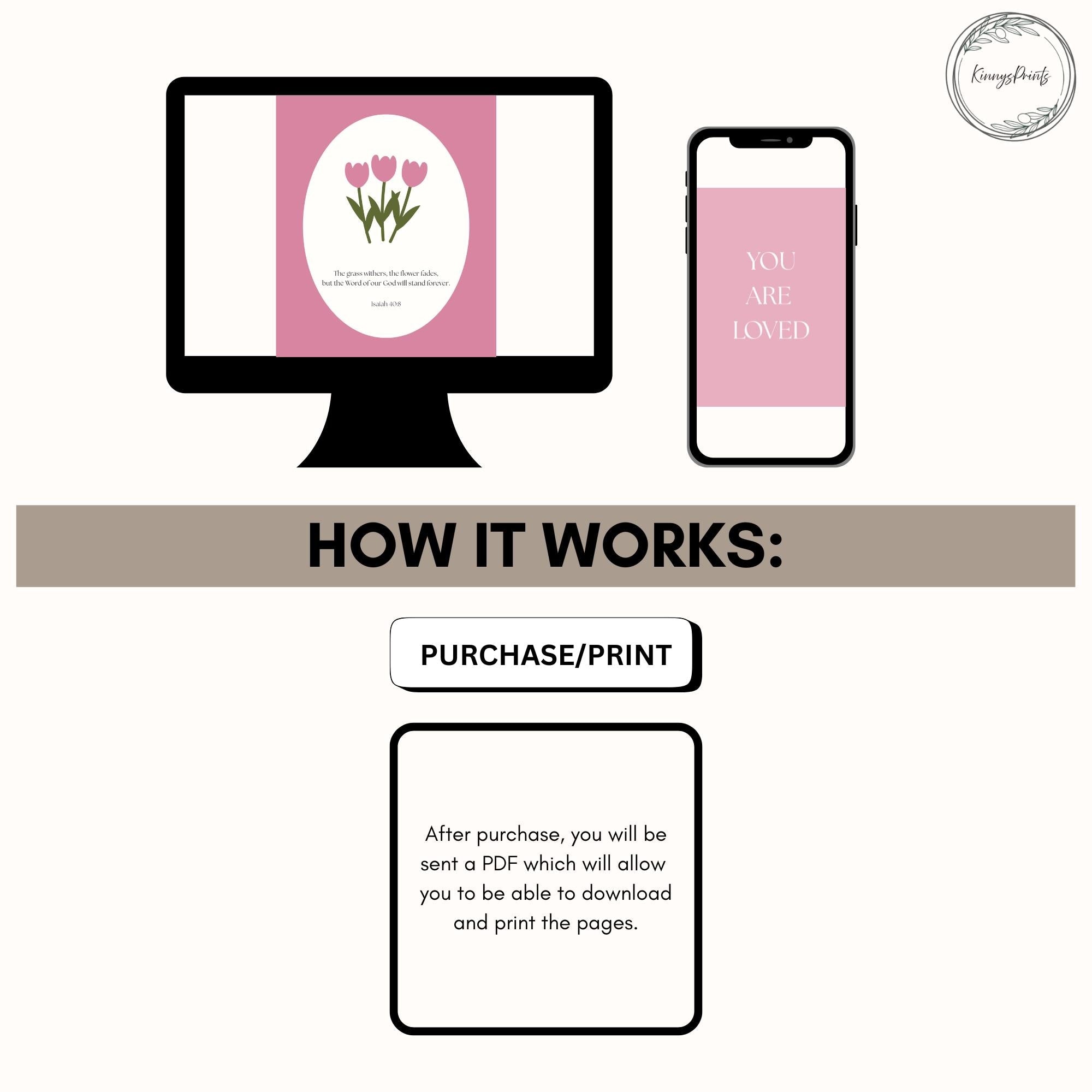 Christian Girl Printable Bedroom Nursery Wall Art, Pink Yellow Bible Verse Prints, Digital Download