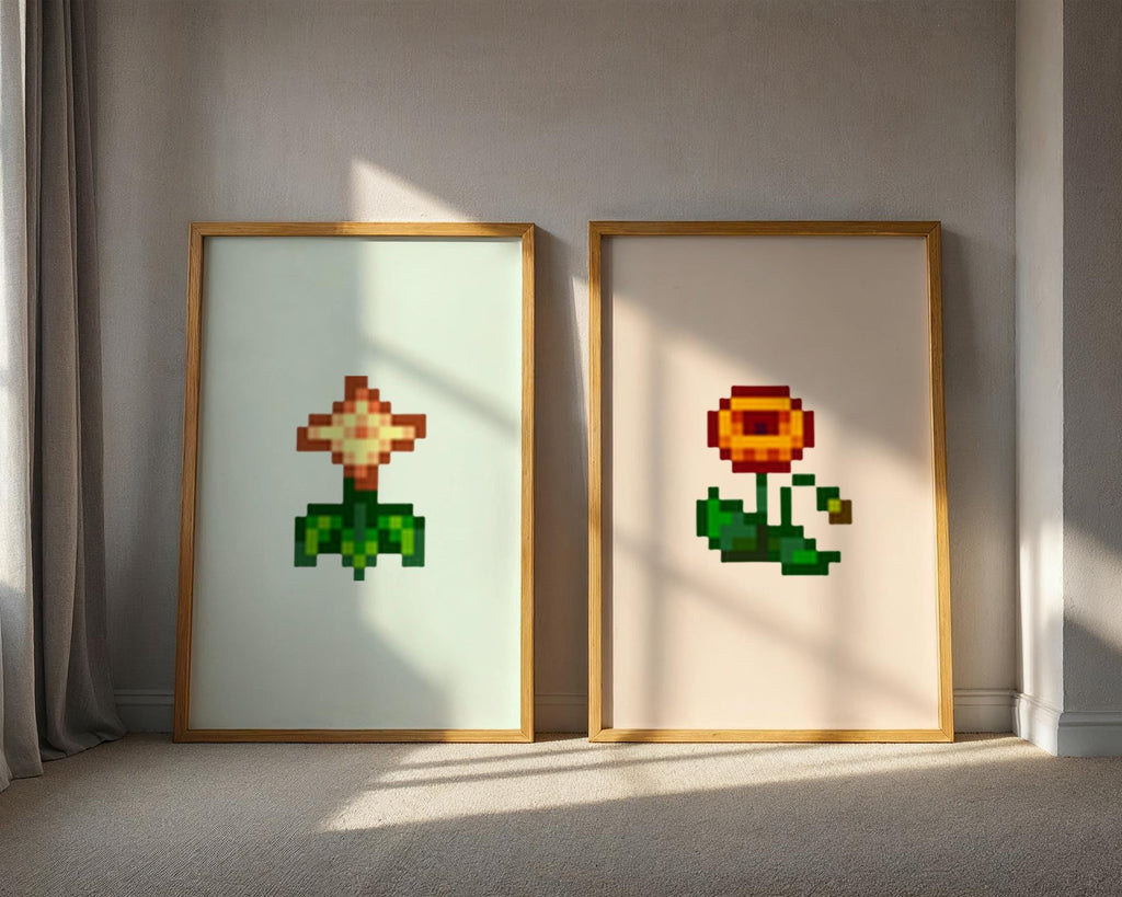 Stardew Valley Wall Art Set, Printable Pastel Flower Poster Prints, Digital Download
