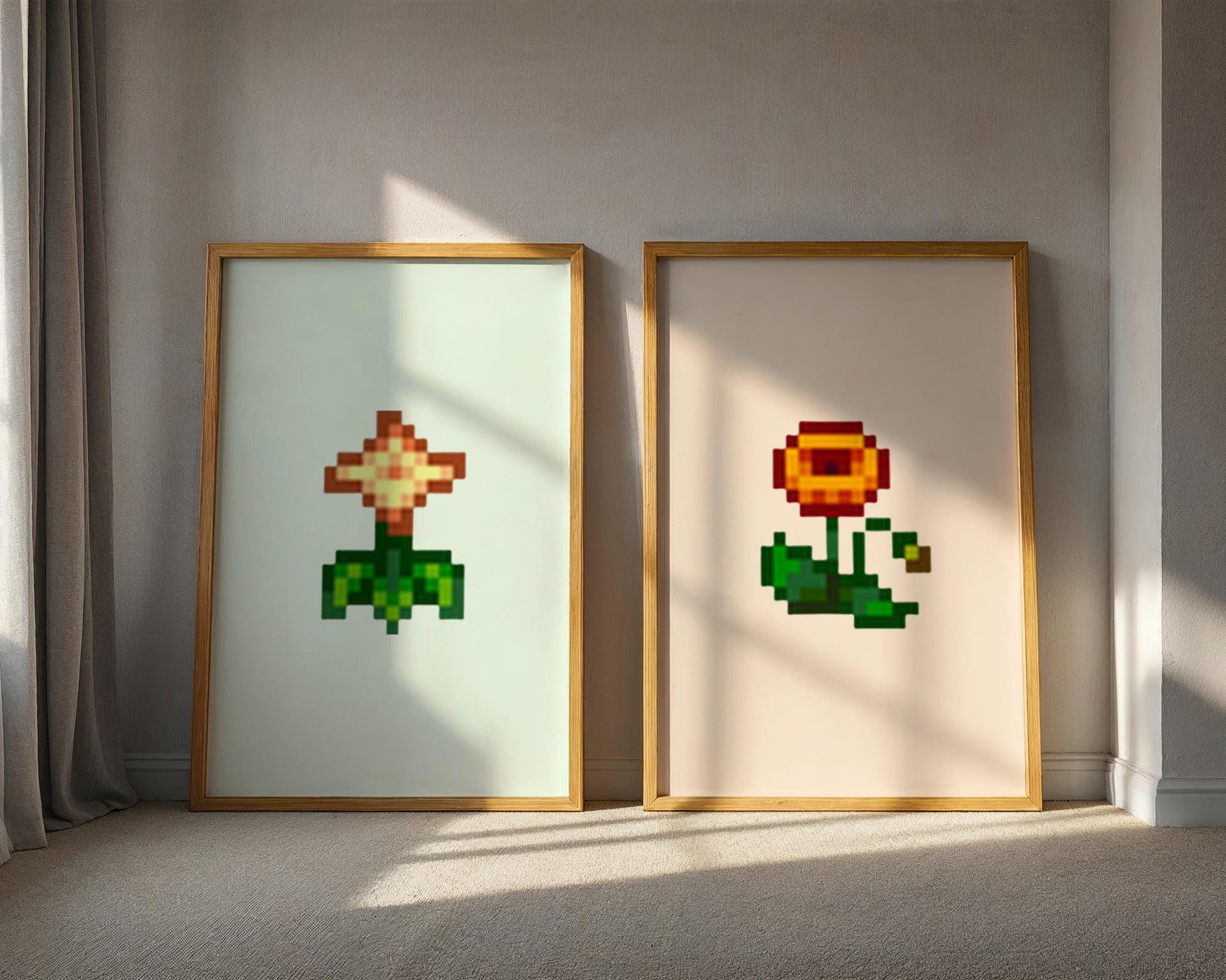 Stardew Valley Wall Art Set, Printable Pastel Flower Poster Prints, Digital Download