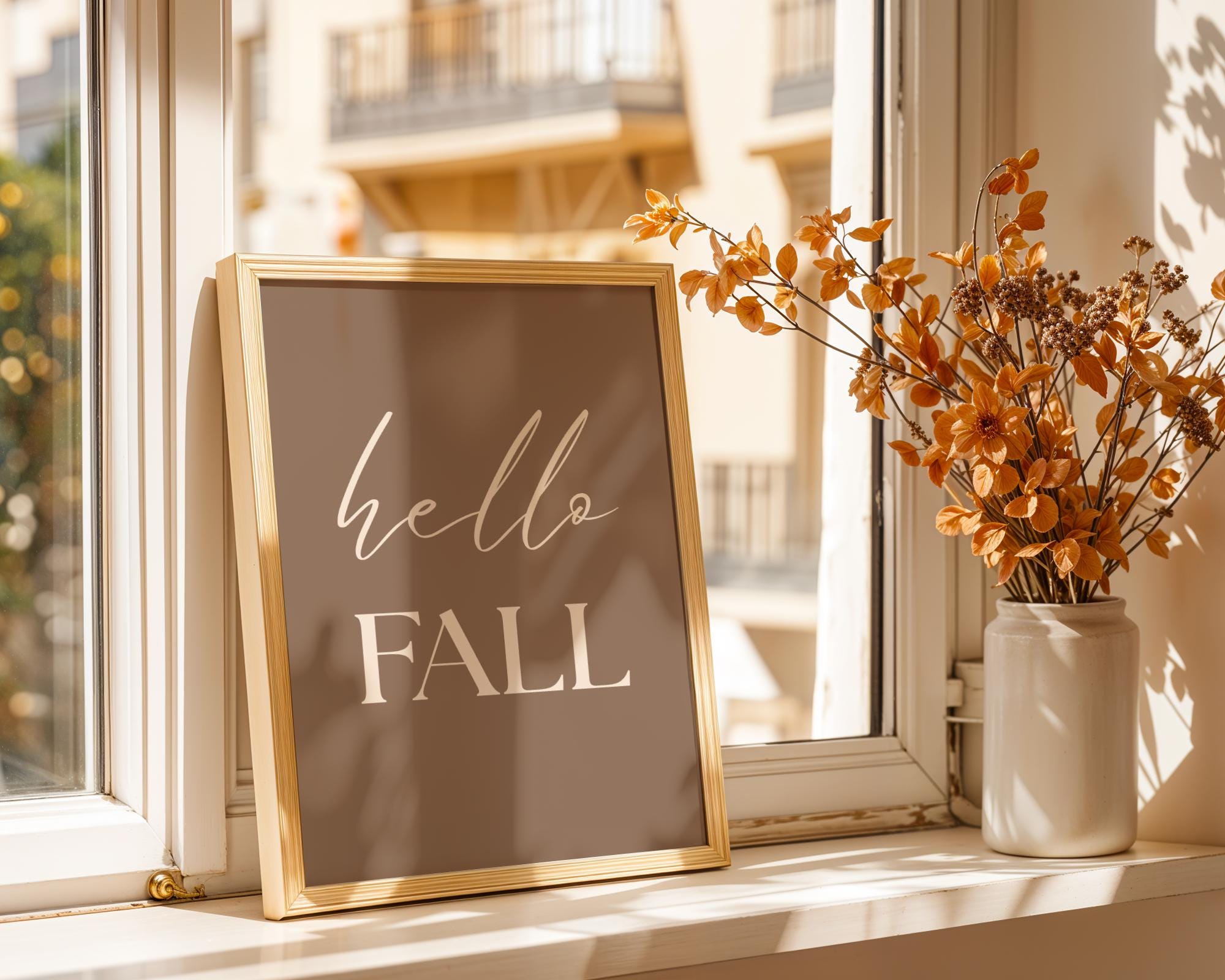 Printable Fall Wall Art Set of 5, Brown Thanksgiving Wall Decor Poster Prints, (Digital Download)
