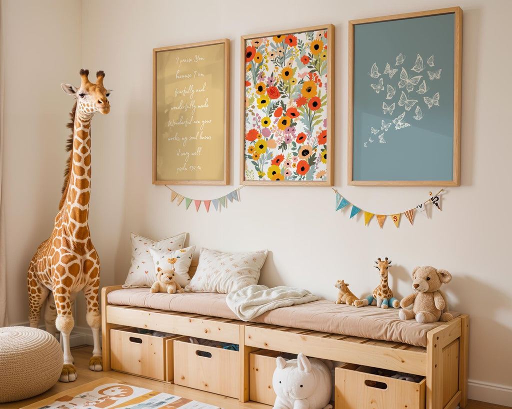 Psalm 139 Bible Verse Prints: Christian Wall Art Nursery Decor, Digital Download