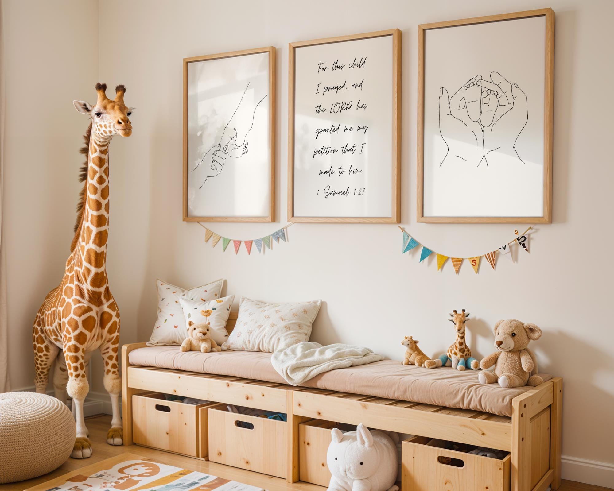 Black and White Bible Verse Prints: Minimalist Nursery Decor (Digital Download)