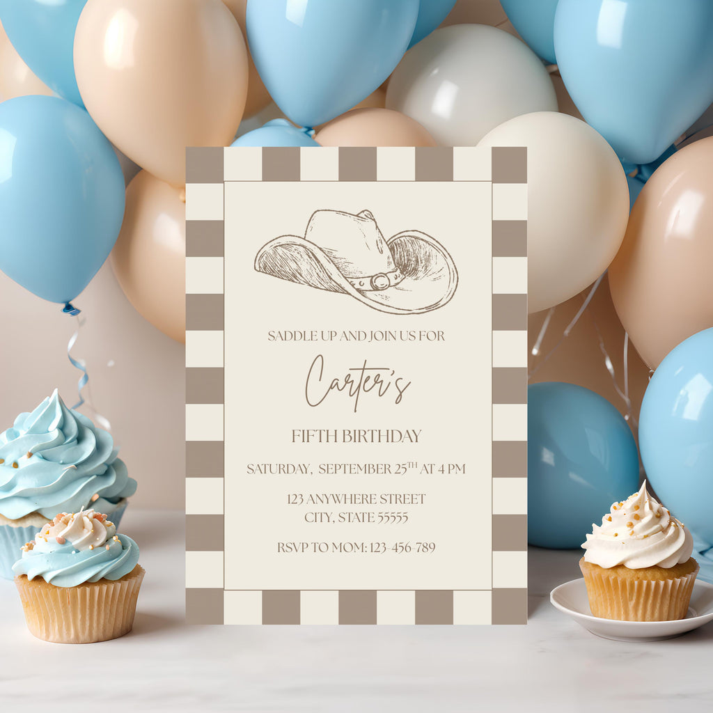 Cowboy Birthday Invitation: Western Rodeo Party, Editable Template (Digital Download)