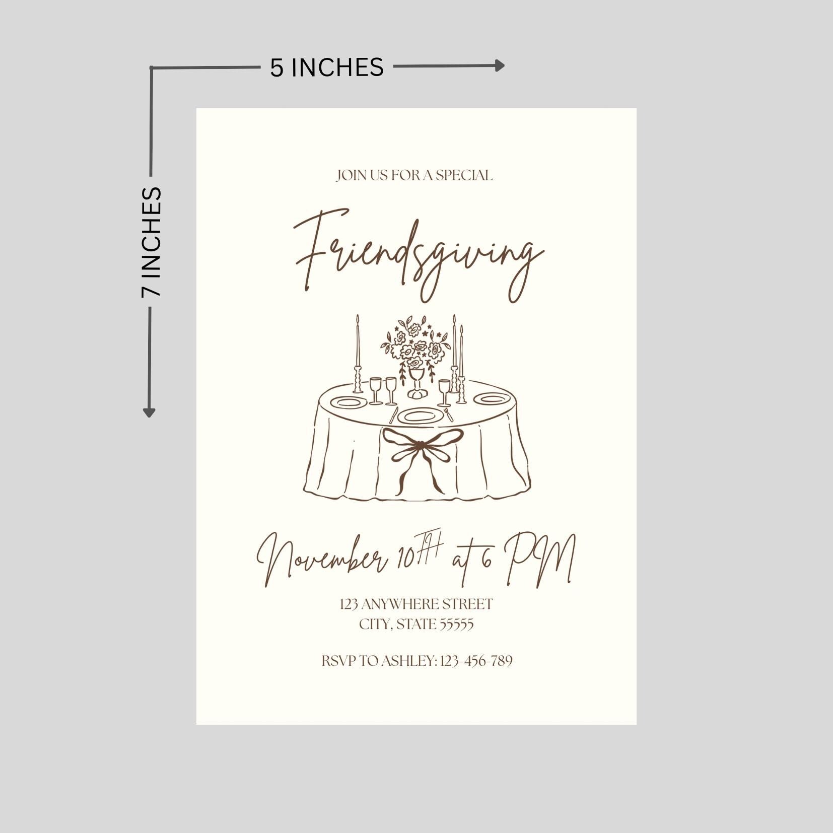 Editable Friendsgiving Party Invitation Template, Thanksgiving Dinner Invite, Hand Drawn Whimsical Holiday Invite, Digital Download