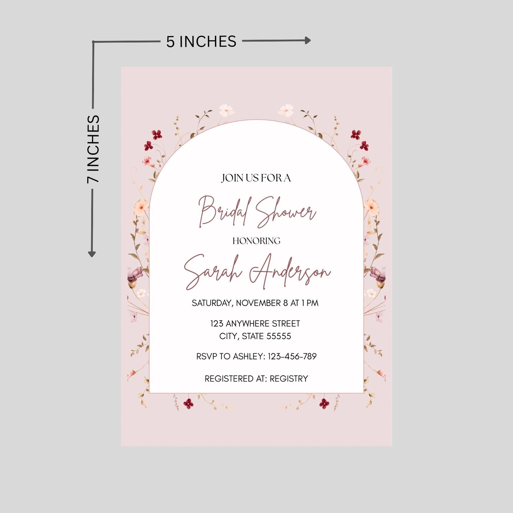 Floral Bridal Shower Invitation: Pink Love in Bloom, Canva Template (Digital Download)